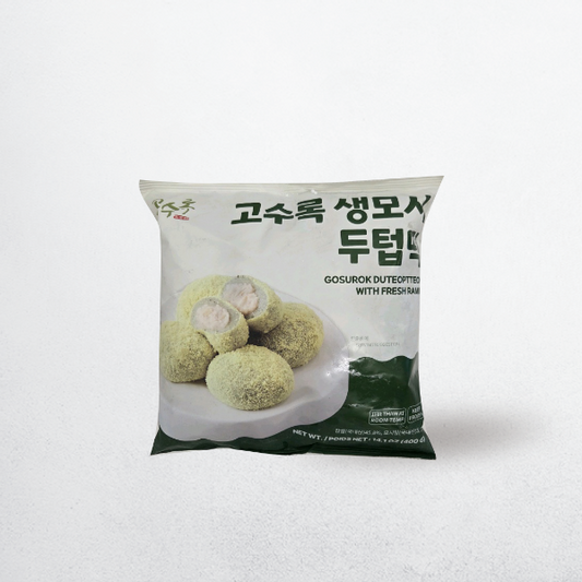 26180 : 고수록 두텁떡(생모시) :  : 20/400g(14.11oz) : FZN RICE CAKE WITH FRESH LAMIE LEAF AND SAENGMOSI
