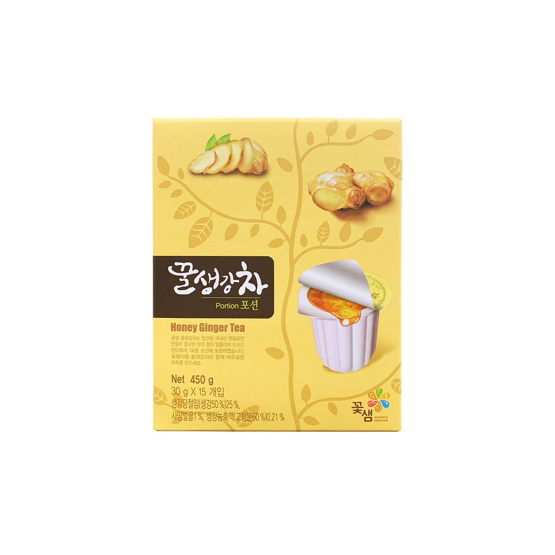 Honey Ginger Tea In Plastic Cup 6/15t/30g 꽃샘 꿀생강차 포션
