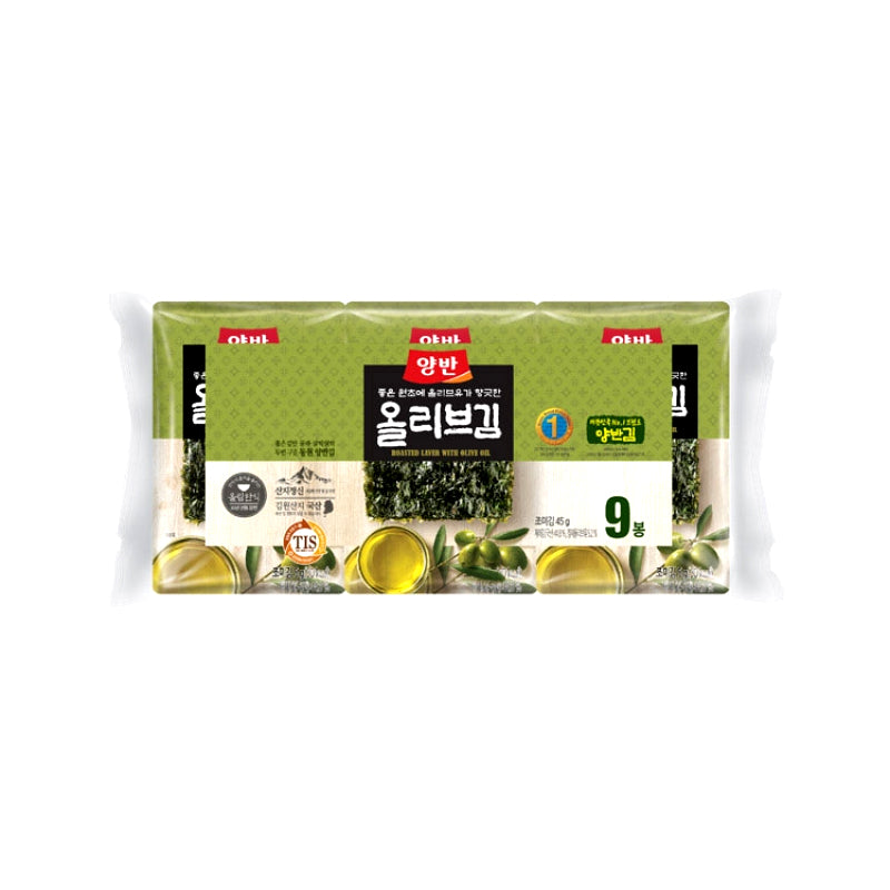 DW532 : 양반 올리브김(도시락) : 12/9(45g)/4.58g : YANGBAN SEASONED OLIVE OIL LAVER